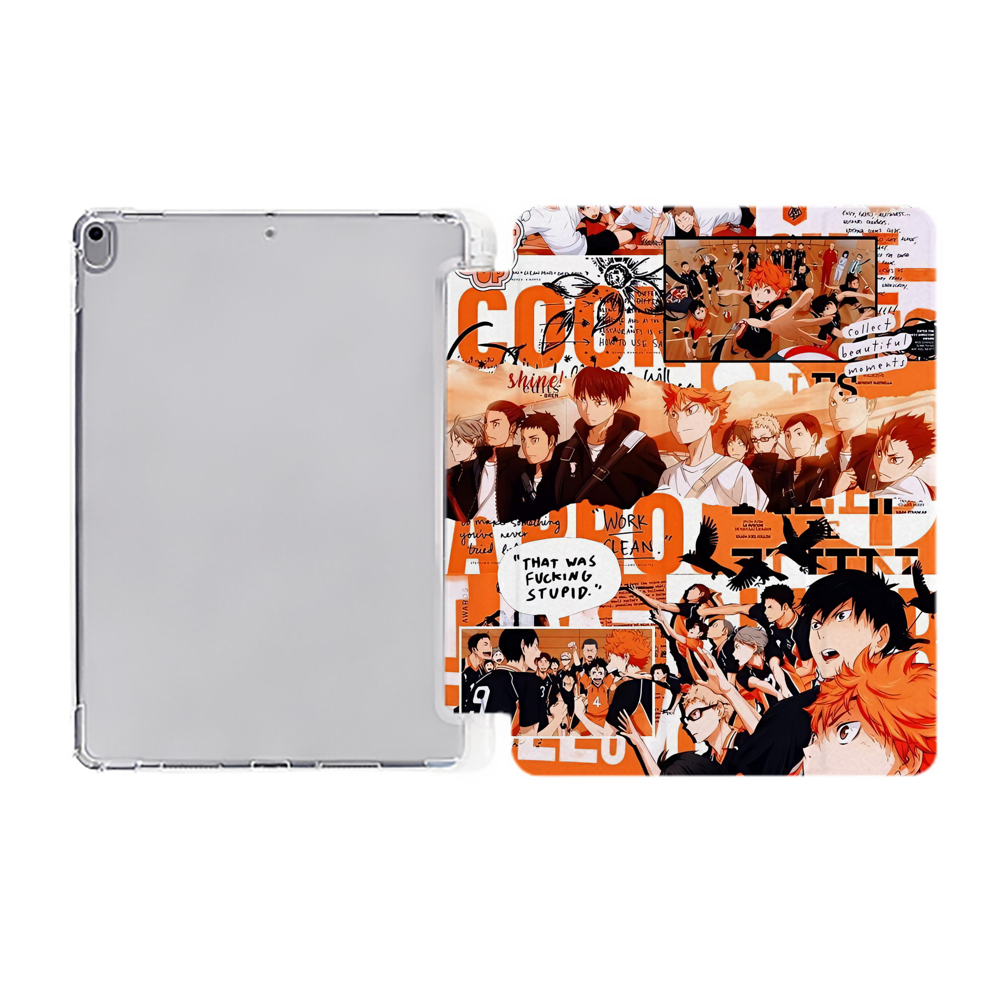 （画像用） ハイキュー!! Haikyu!! IPad ケース ペン収納付き 三つ折りスタンド PUレザー×シリコン 対応機種9.5/10.5/10.9インチ